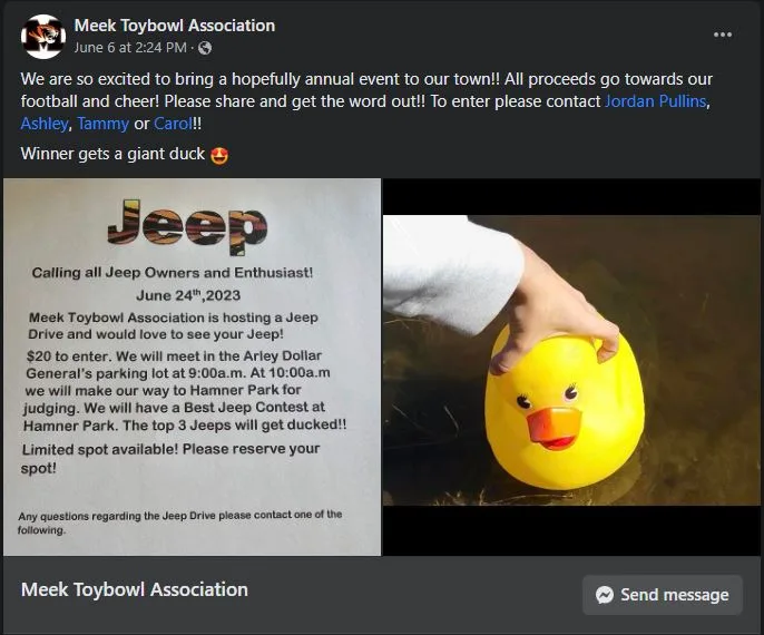 Meek Toybowl Association Jeep Drive